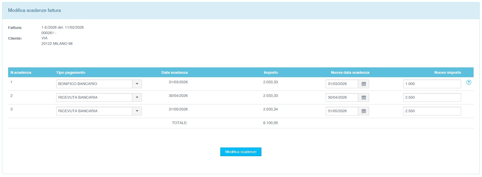 SystemCloud modifica scadenze
