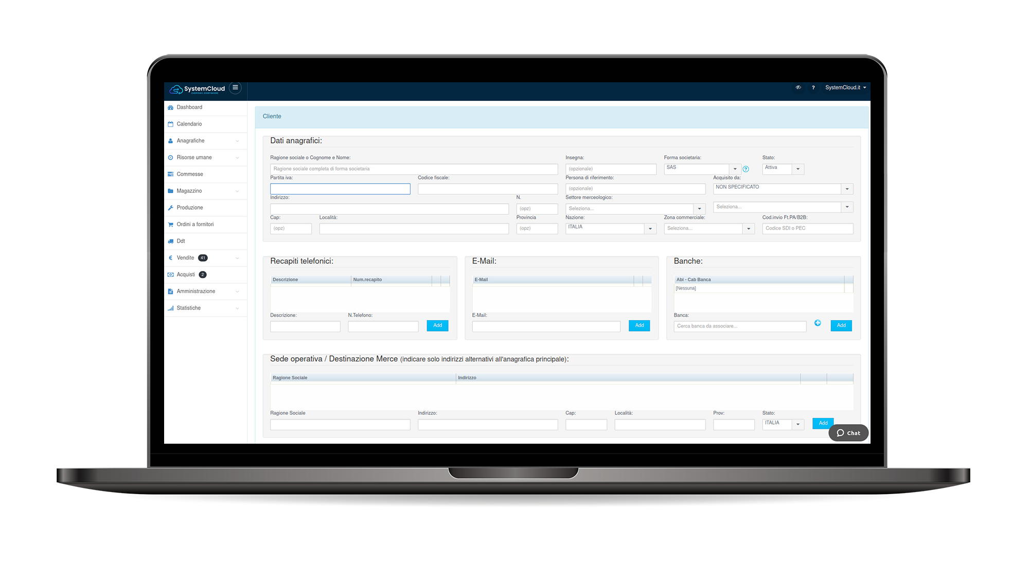 fatture online inserimento anagrafica cliente