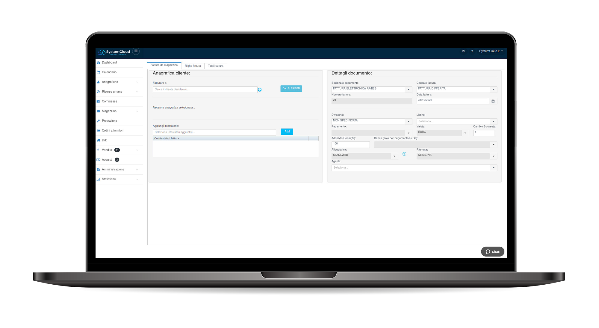 crea la tua fattura online